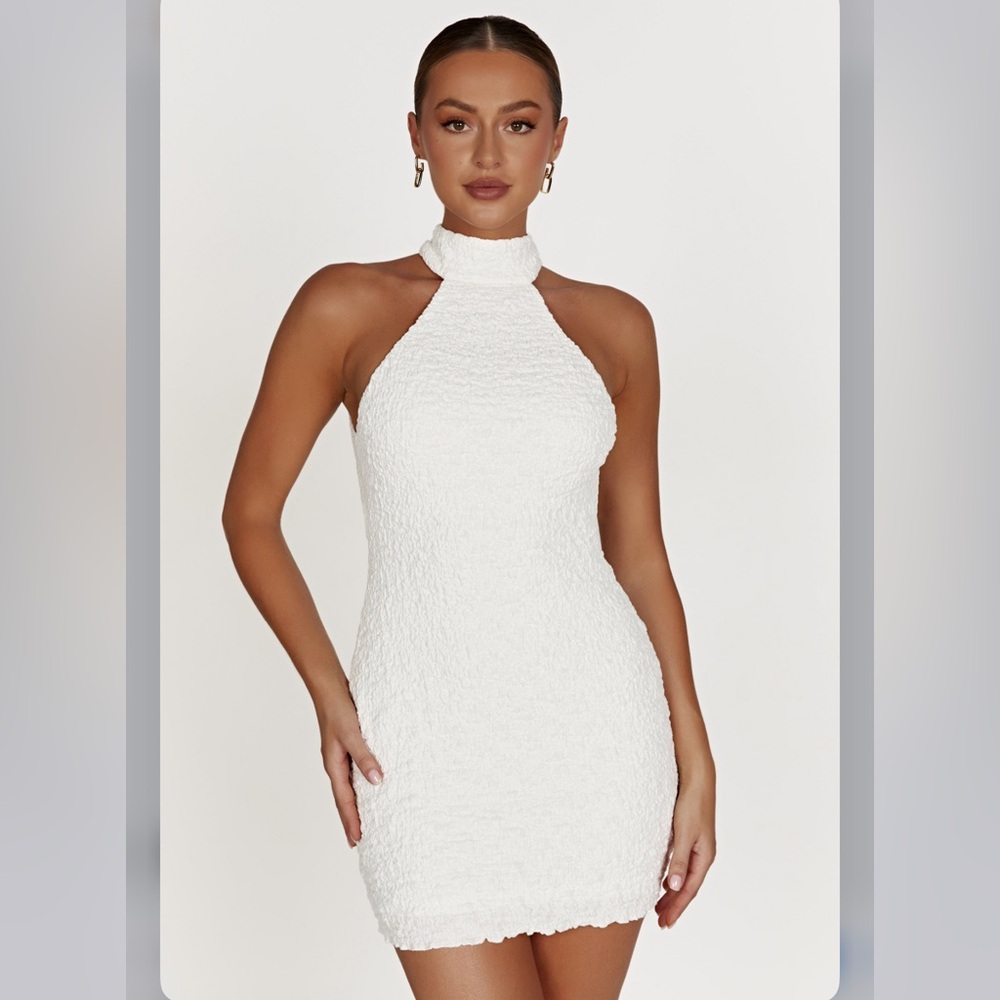 MESHKI
Yuki Textured Halter Mini Dress - White